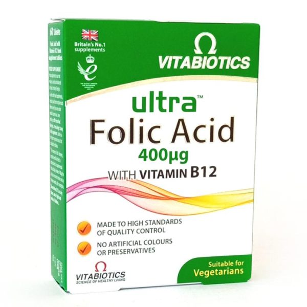 Vitabiotics Ultra Acid Folik 400 Mcg + Vitaminë B12 60 Tableta