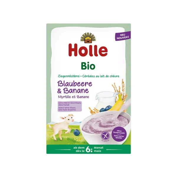 Holle – Drithëra organikë me qumësht dhie, boronicë dhe banane (6m+)