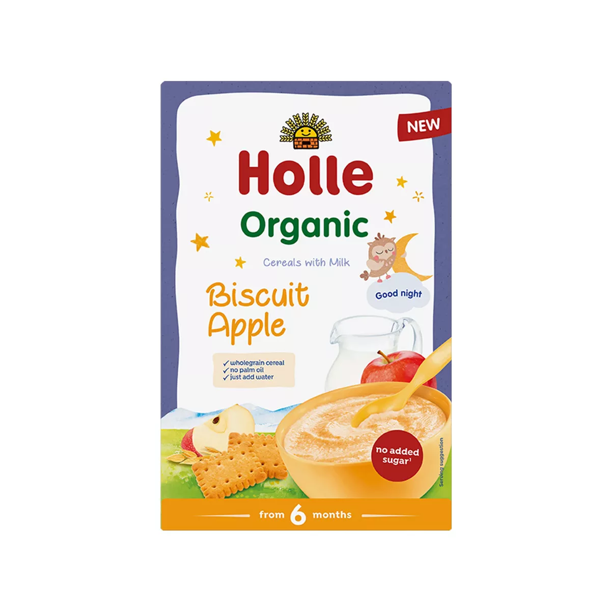 Holle – Drithëra organikë me qumësht, biskotë dhe mollë (6m+)